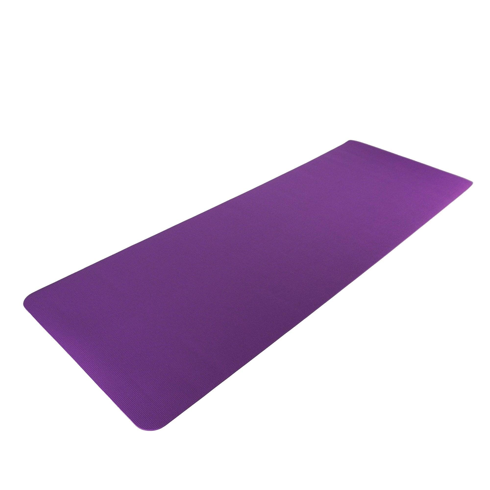 a purple yoga mat on a white background